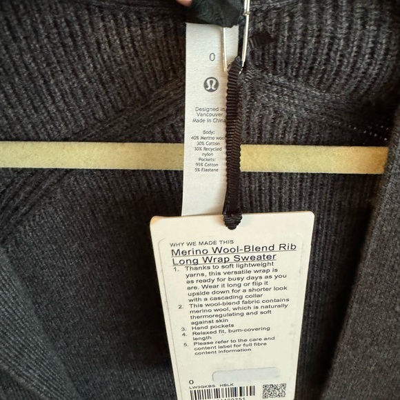 Lululemon wool blend sweater wrap size 0 - Picture 6 of 6